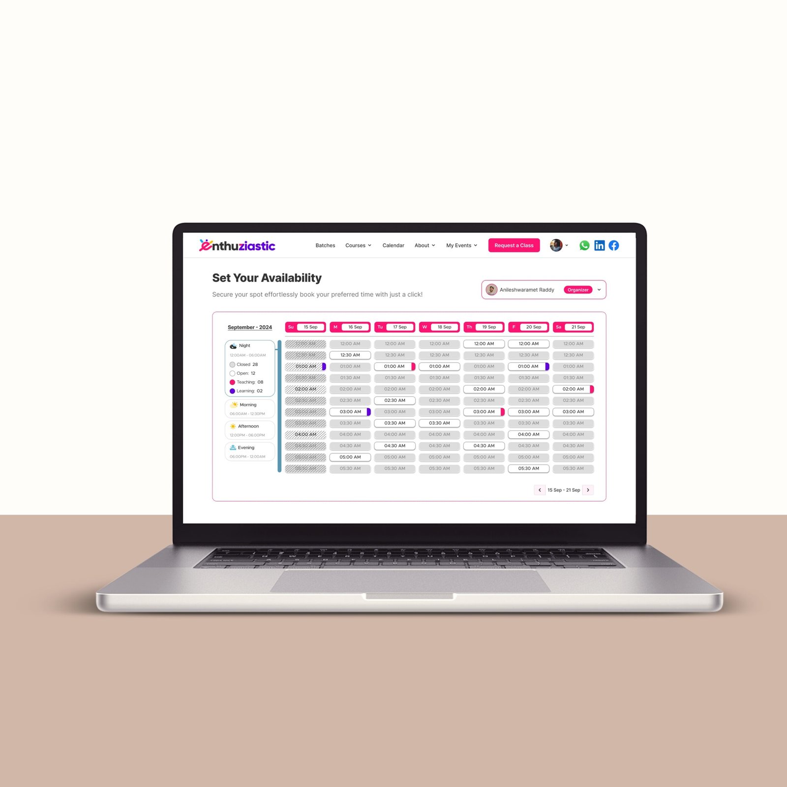 EnthuZiastic Availability UI (Web)